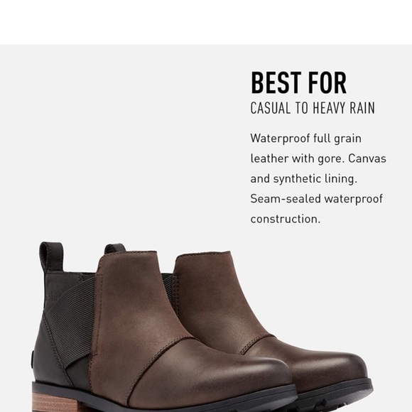 NEW IN BOX Sorel Emelie Chelsea boots black/brown size 6 - Picture 3 of 8